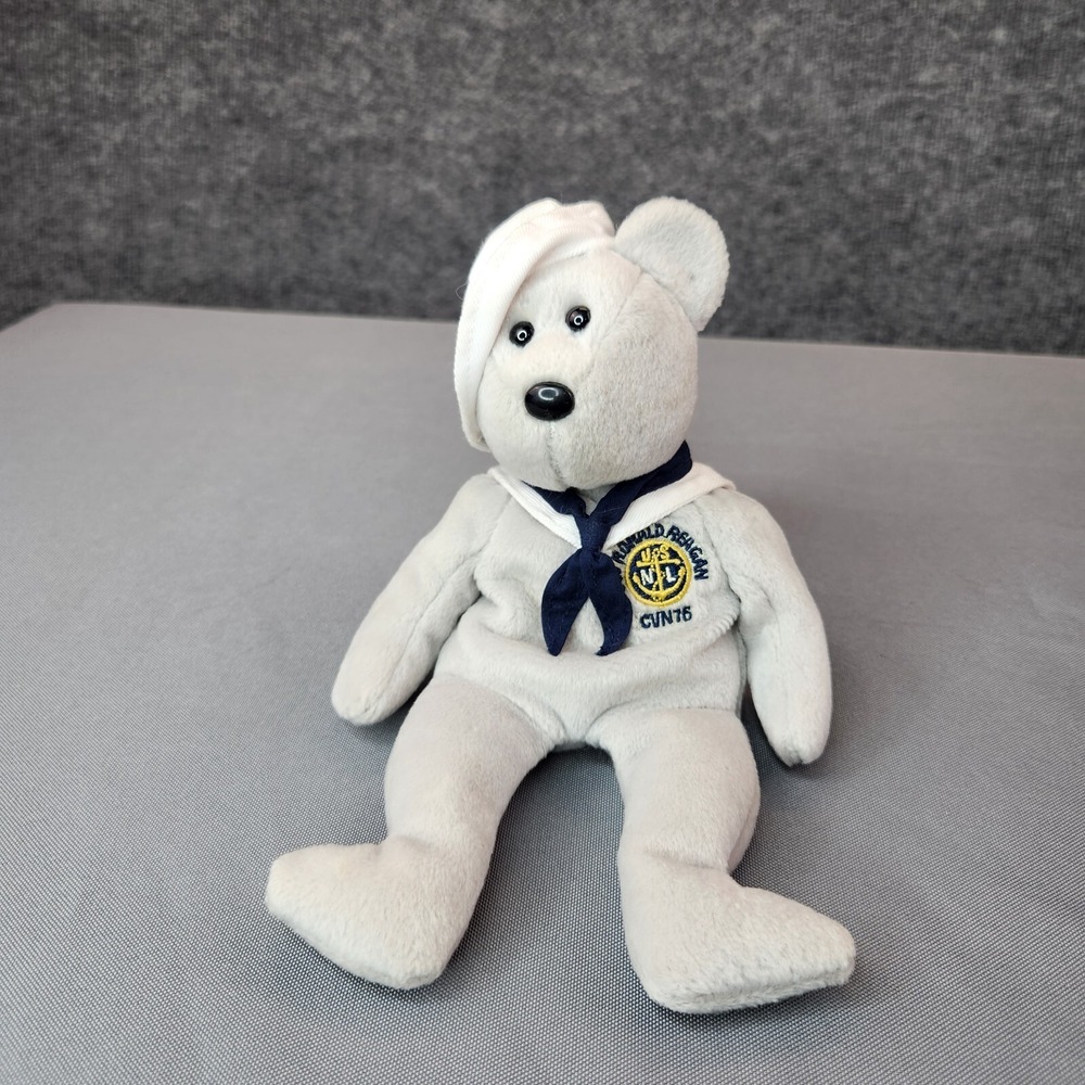 TY Beanie Babies Ronnie Bear Original 2003 USS Ronald Reagan Plush Toy